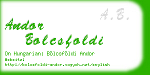 andor bolcsfoldi business card