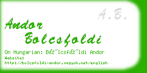 andor bolcsfoldi business card